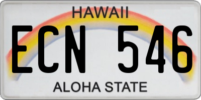 HI license plate ECN546