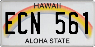 HI license plate ECN561