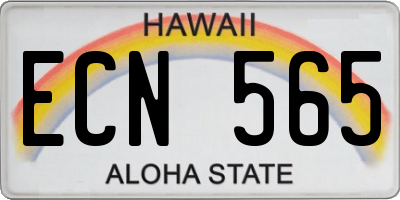 HI license plate ECN565