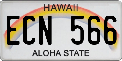 HI license plate ECN566