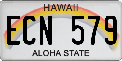HI license plate ECN579