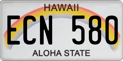 HI license plate ECN580