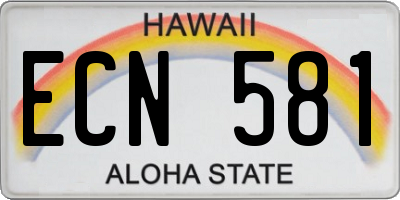 HI license plate ECN581