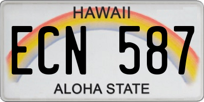 HI license plate ECN587