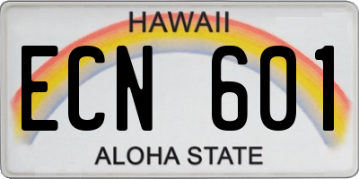 HI license plate ECN601