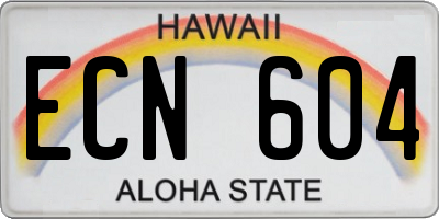 HI license plate ECN604