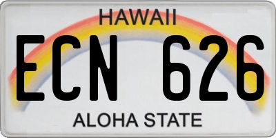 HI license plate ECN626