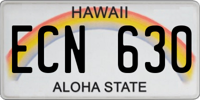 HI license plate ECN630
