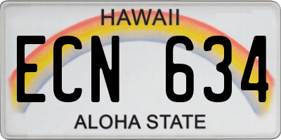 HI license plate ECN634