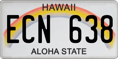 HI license plate ECN638