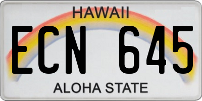 HI license plate ECN645