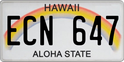 HI license plate ECN647