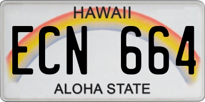 HI license plate ECN664