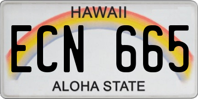 HI license plate ECN665