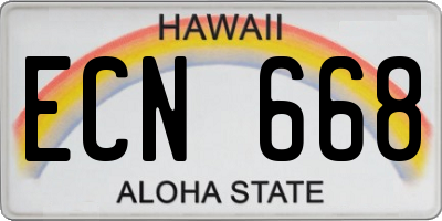 HI license plate ECN668