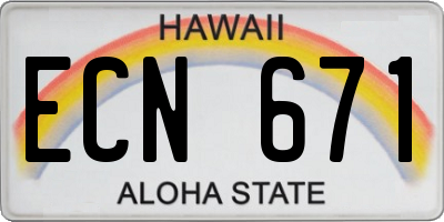 HI license plate ECN671