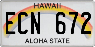 HI license plate ECN672