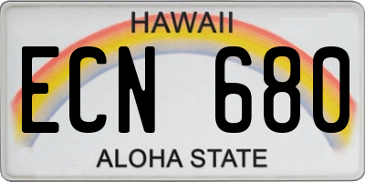 HI license plate ECN680