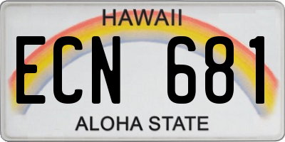 HI license plate ECN681
