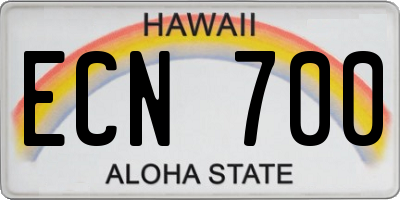 HI license plate ECN700