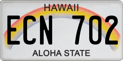 HI license plate ECN702