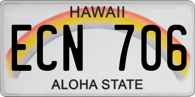 HI license plate ECN706