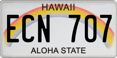 HI license plate ECN707