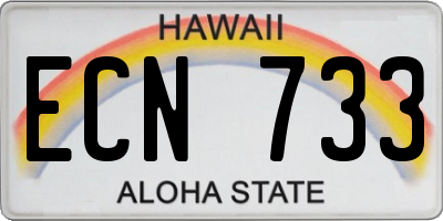 HI license plate ECN733