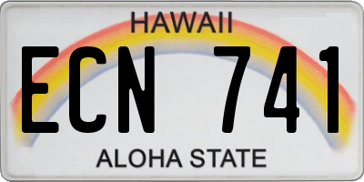 HI license plate ECN741