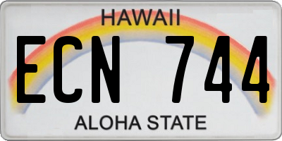 HI license plate ECN744