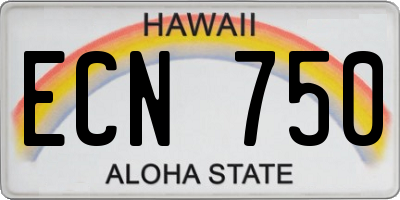 HI license plate ECN750