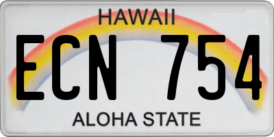 HI license plate ECN754