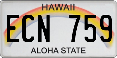 HI license plate ECN759