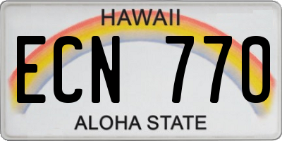 HI license plate ECN770