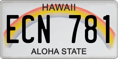 HI license plate ECN781