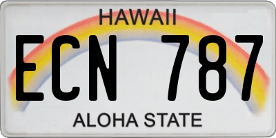HI license plate ECN787