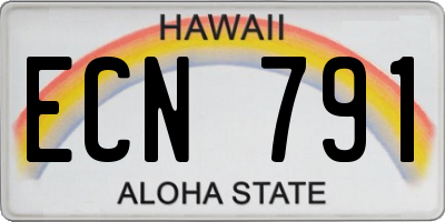 HI license plate ECN791