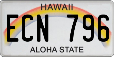 HI license plate ECN796