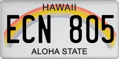 HI license plate ECN805