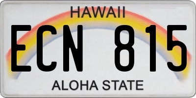 HI license plate ECN815