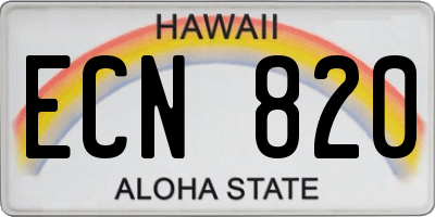 HI license plate ECN820