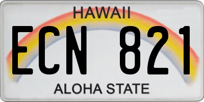 HI license plate ECN821