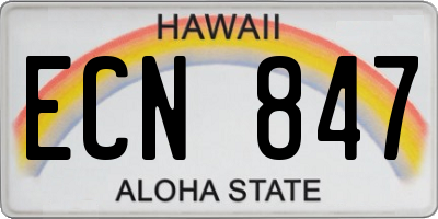HI license plate ECN847