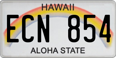 HI license plate ECN854