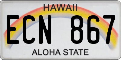 HI license plate ECN867