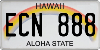 HI license plate ECN888