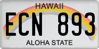 HI license plate ECN893