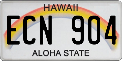 HI license plate ECN904