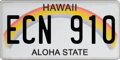 HI license plate ECN910