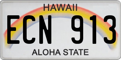 HI license plate ECN913